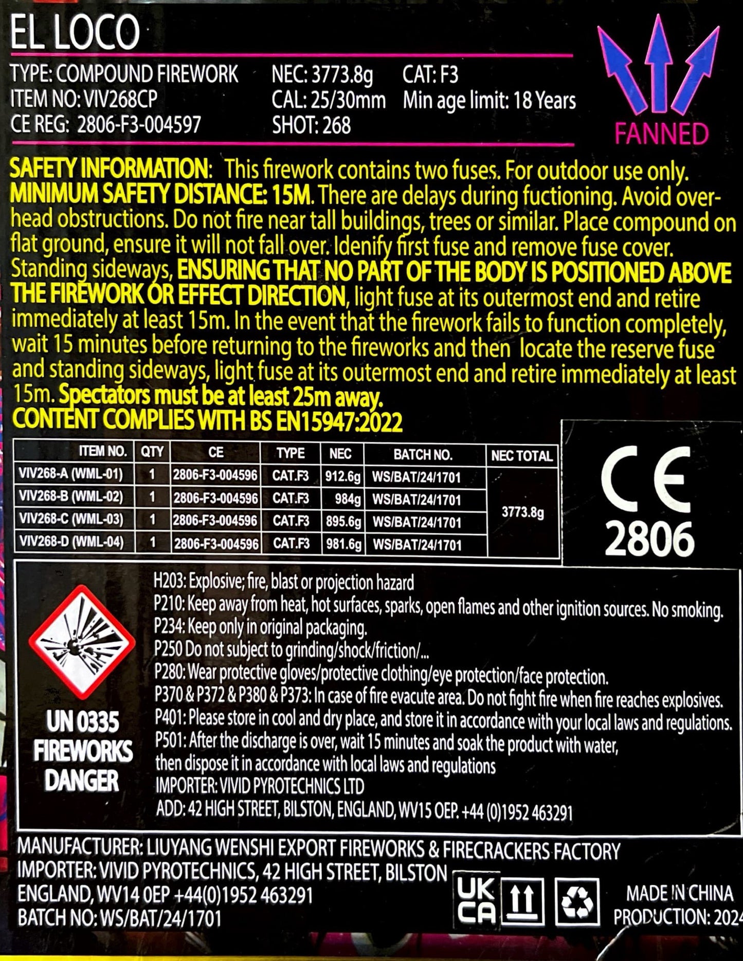 El Loco by Vivid Pyrotechnics Instructions at HEX Fireworks