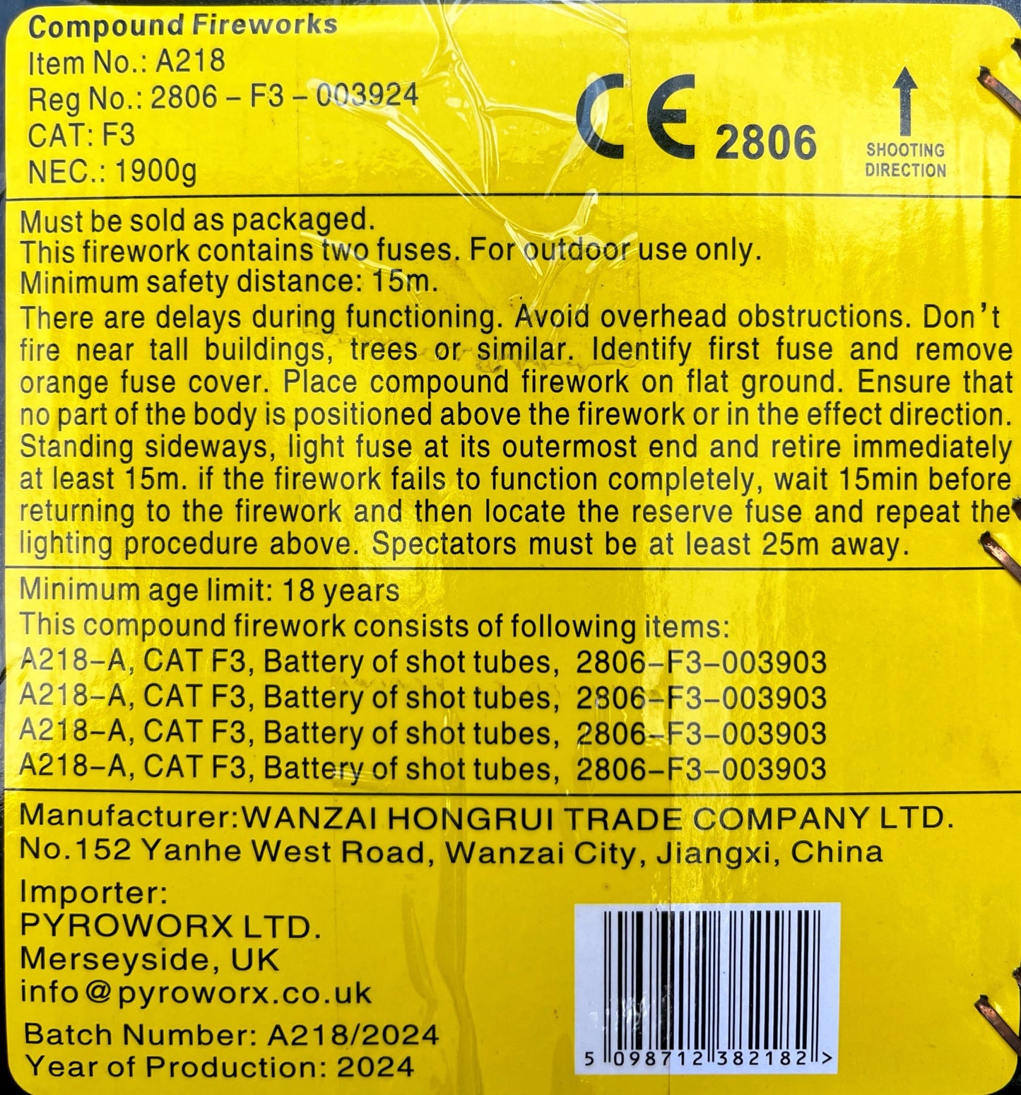 Flashpoint by Pyroworx at HEX Fireworks Instruction Label