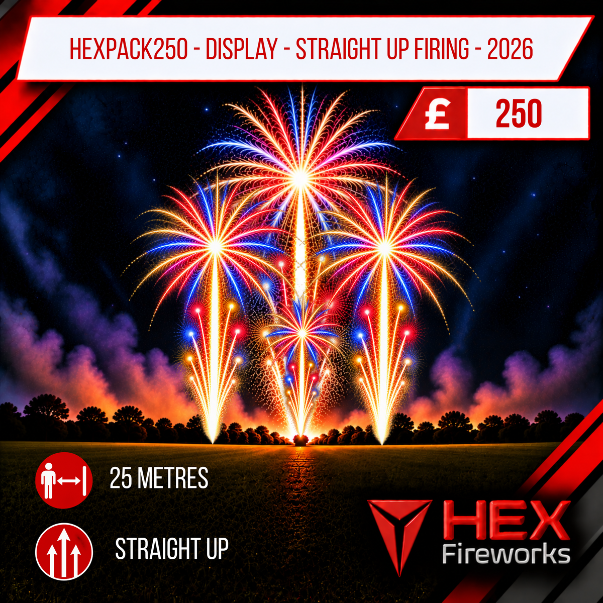 HEXPack250 Display Straight Up Firing at HEX Fireworks