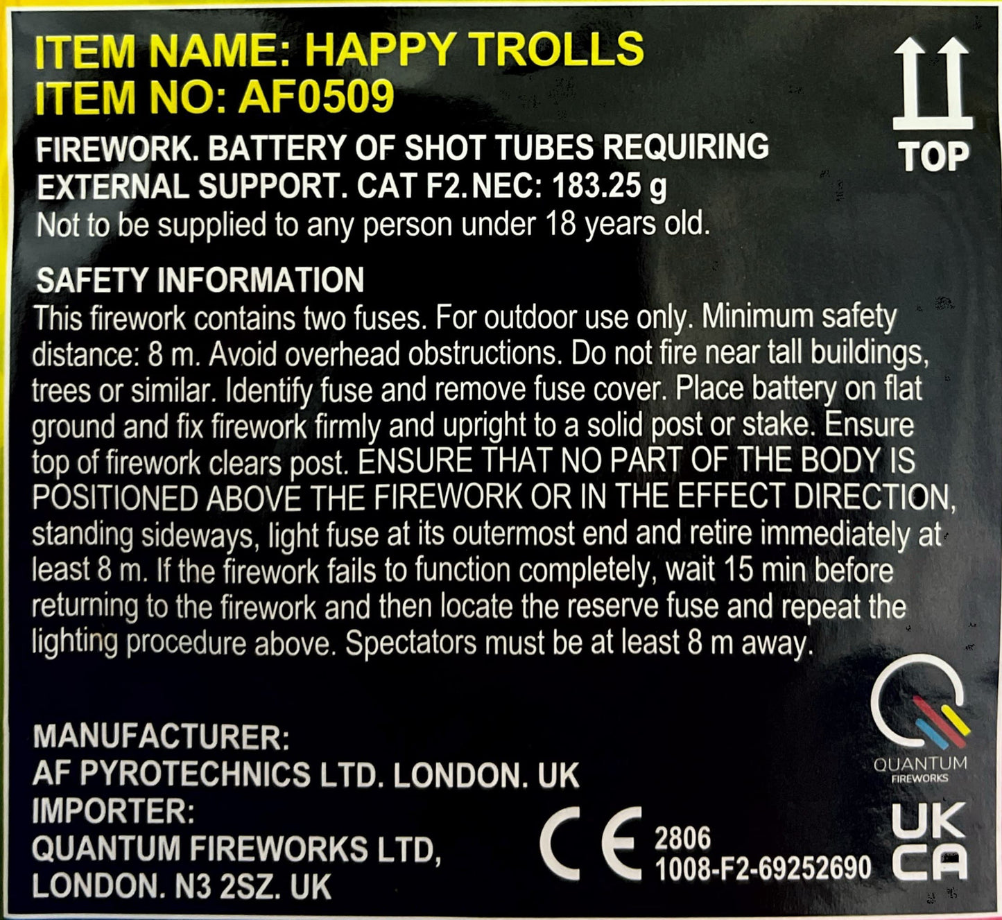 Happy Trolls by Absolute Fireworks Instructions - HEX Fireworks