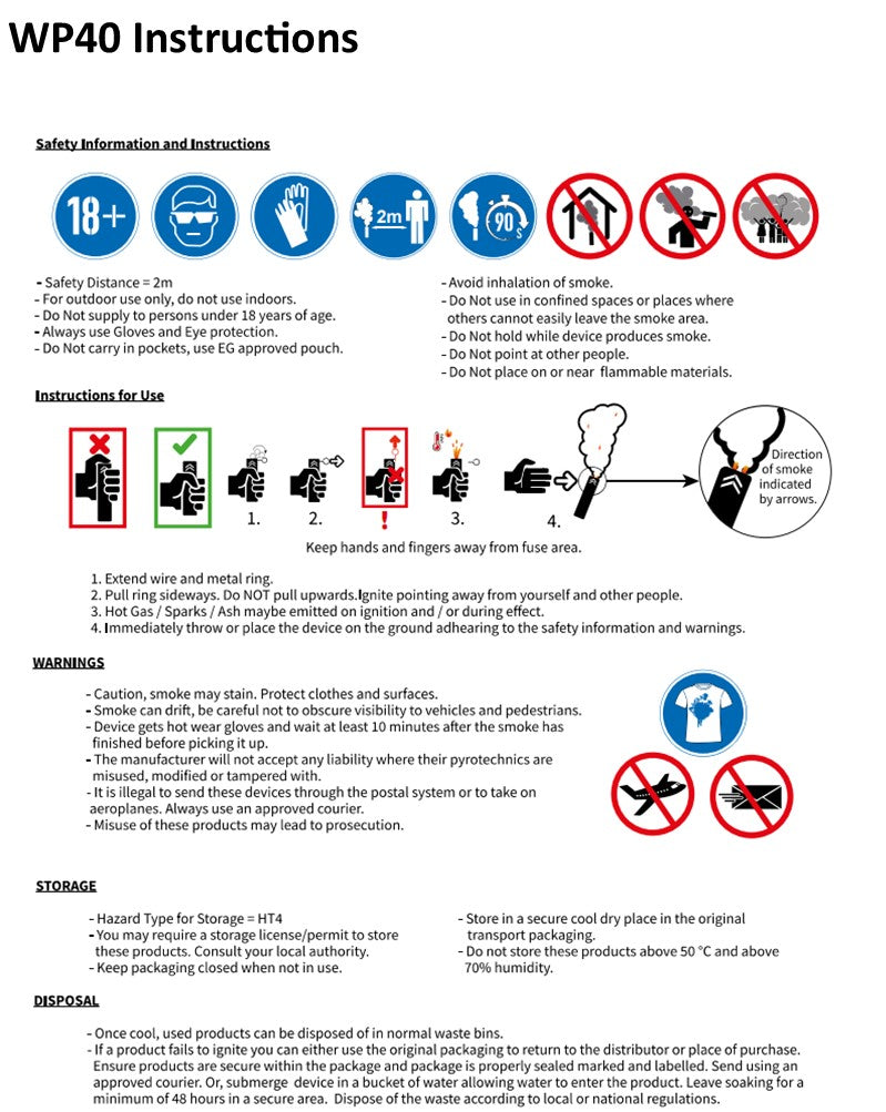 WP40 Smoke Grenade by Enola Gaye Instructions and Warnings