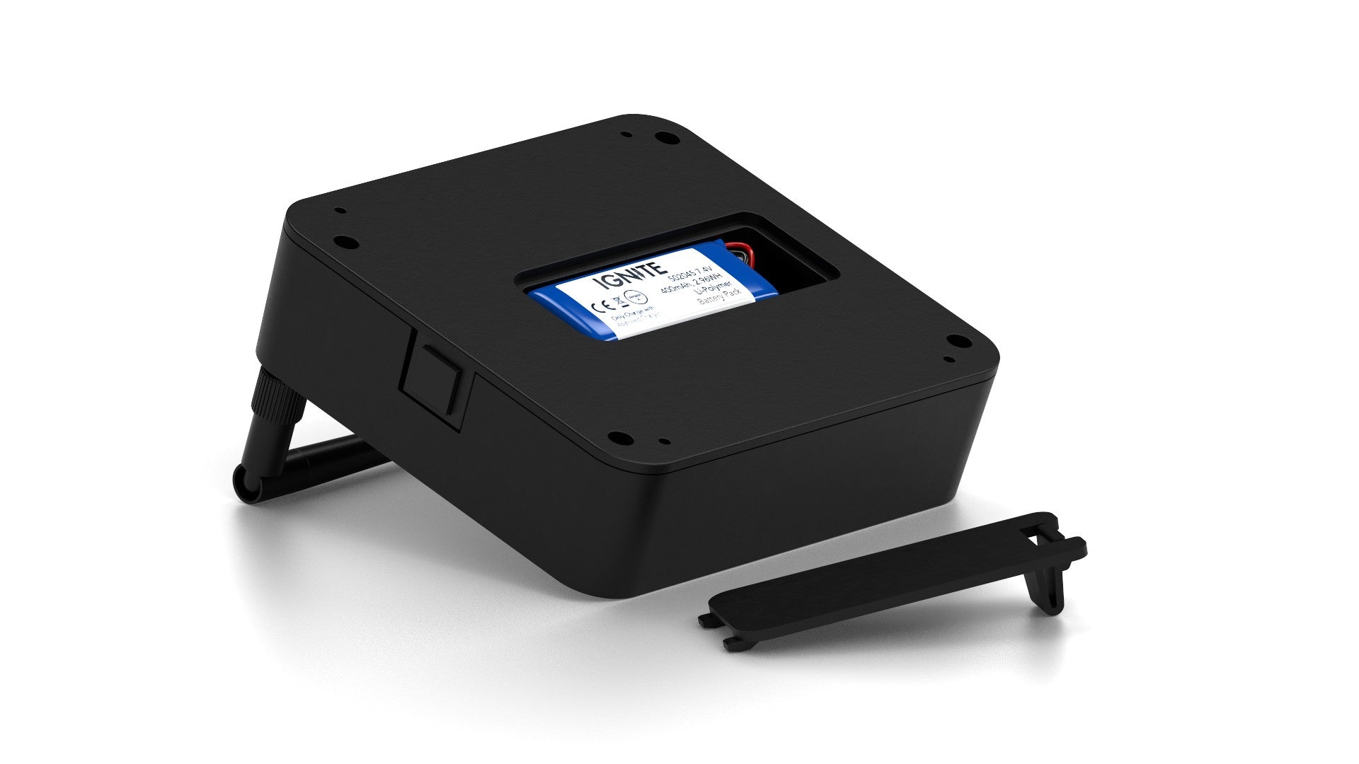 Open back of an i36 Firing Module by Ignite Firing Systems showing the battery compartment