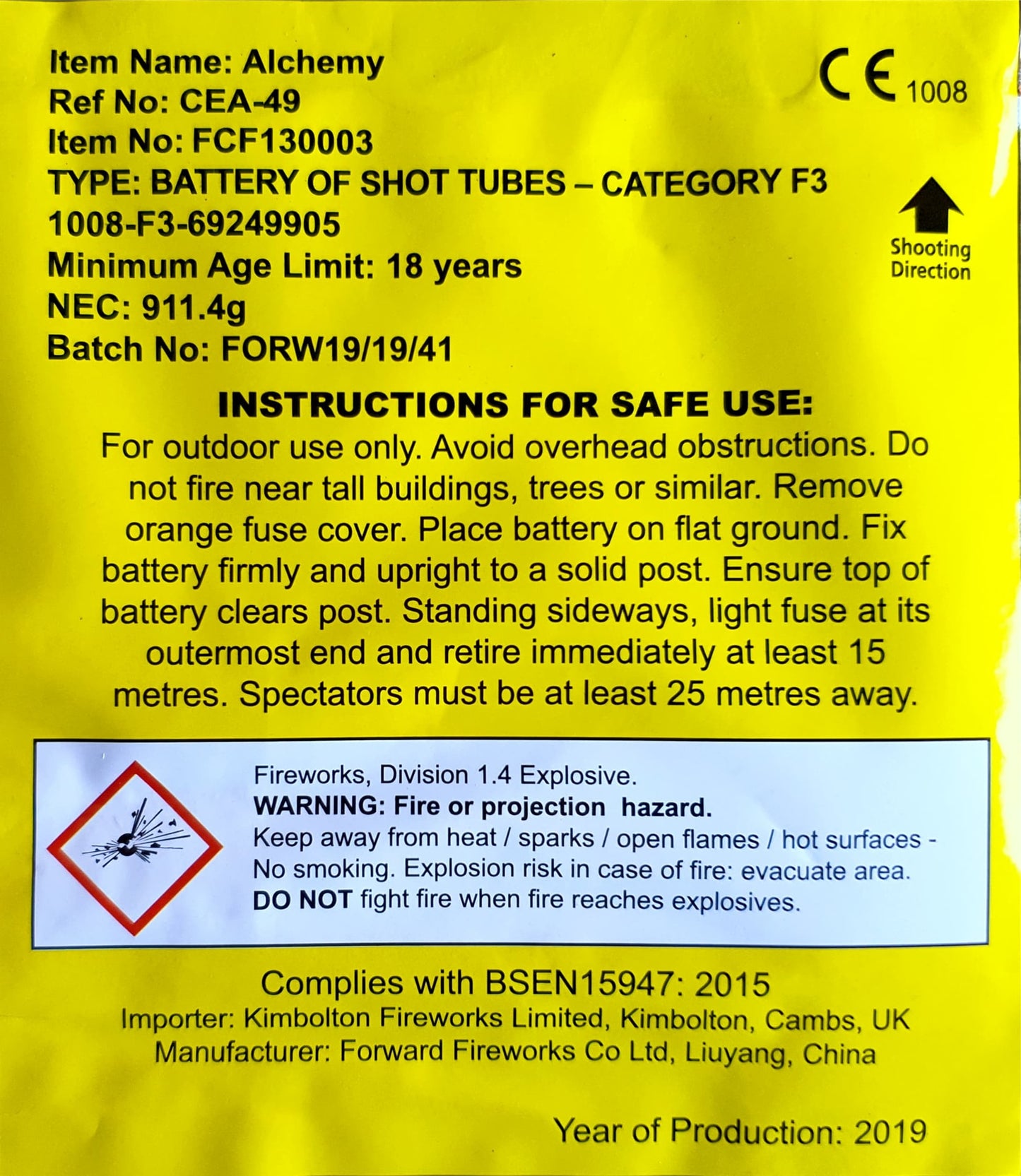 Alchemy by Kimbolton Fireworks Instructions