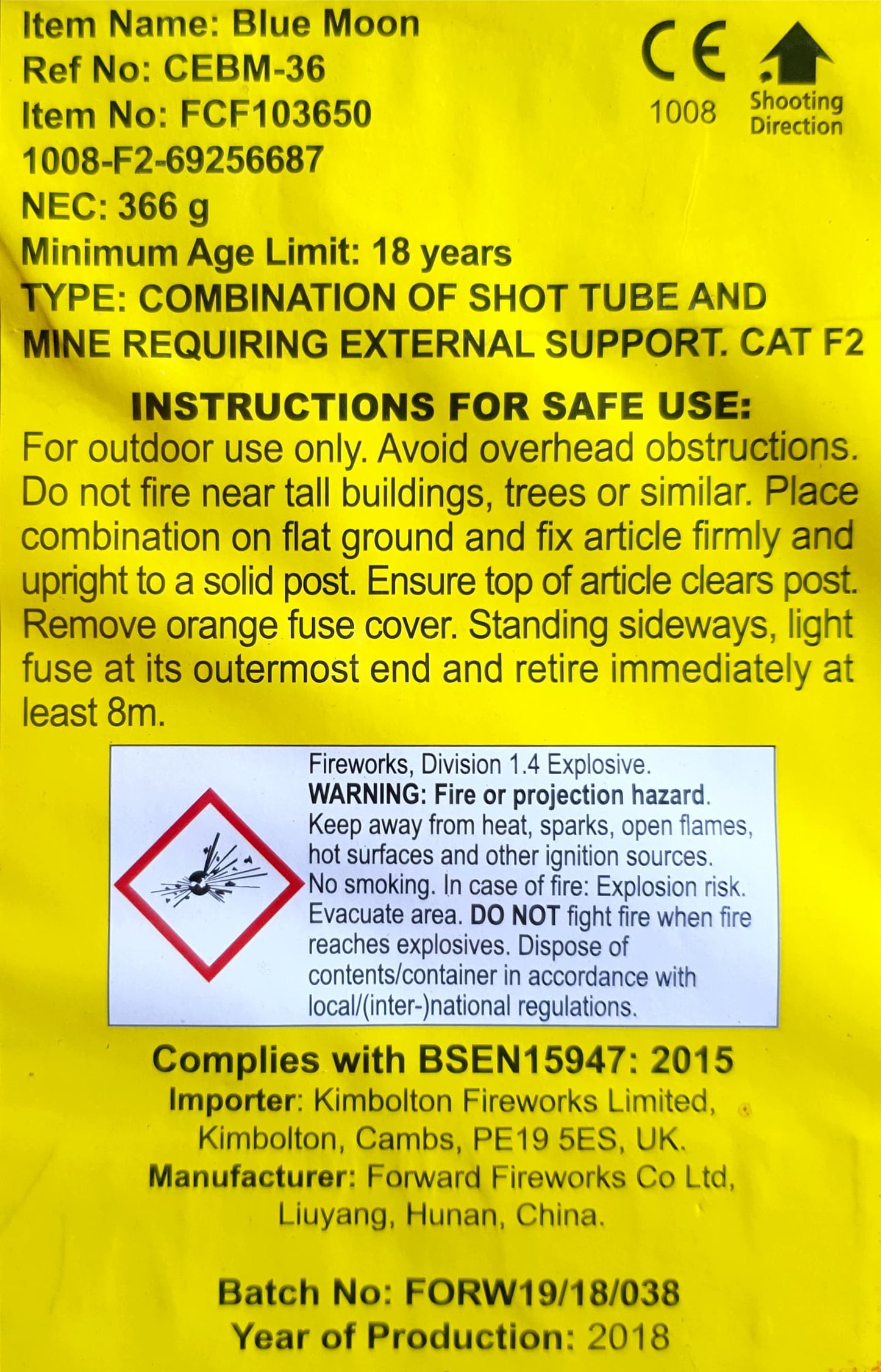Blue Moon by Kimbolton Fireworks Instructions