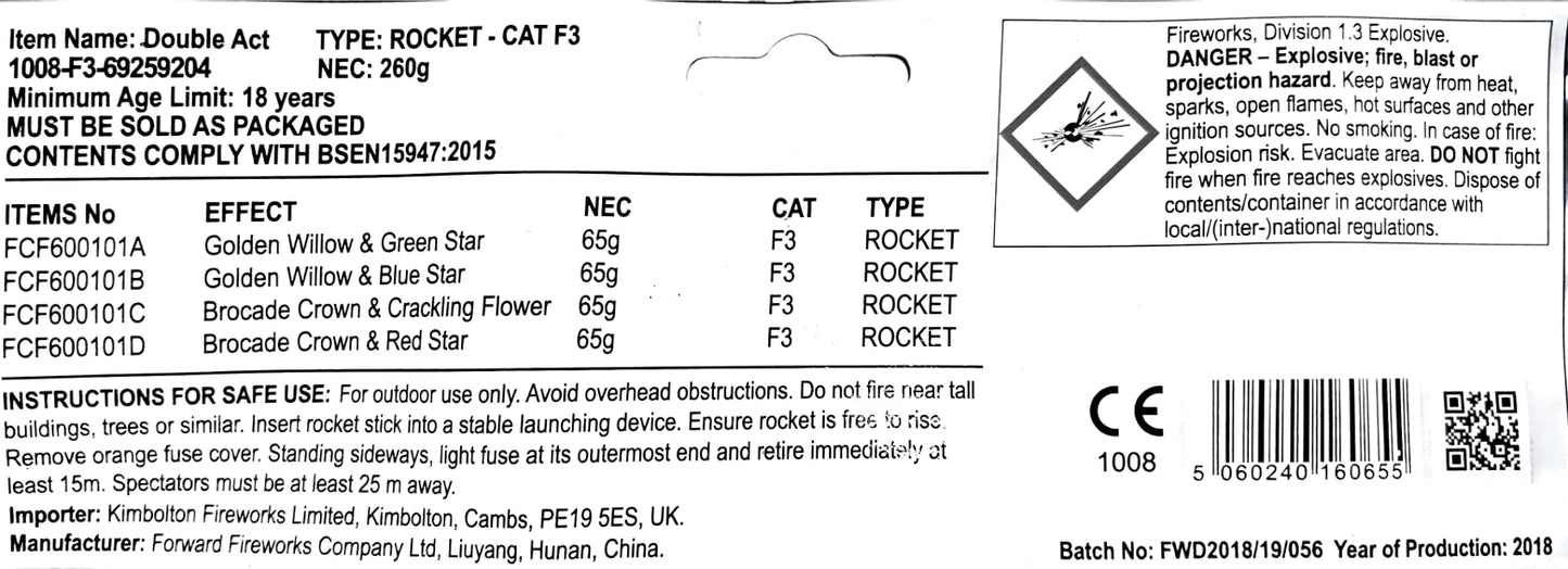 Double Act Rocket Pack by Kimbolton Fireworks