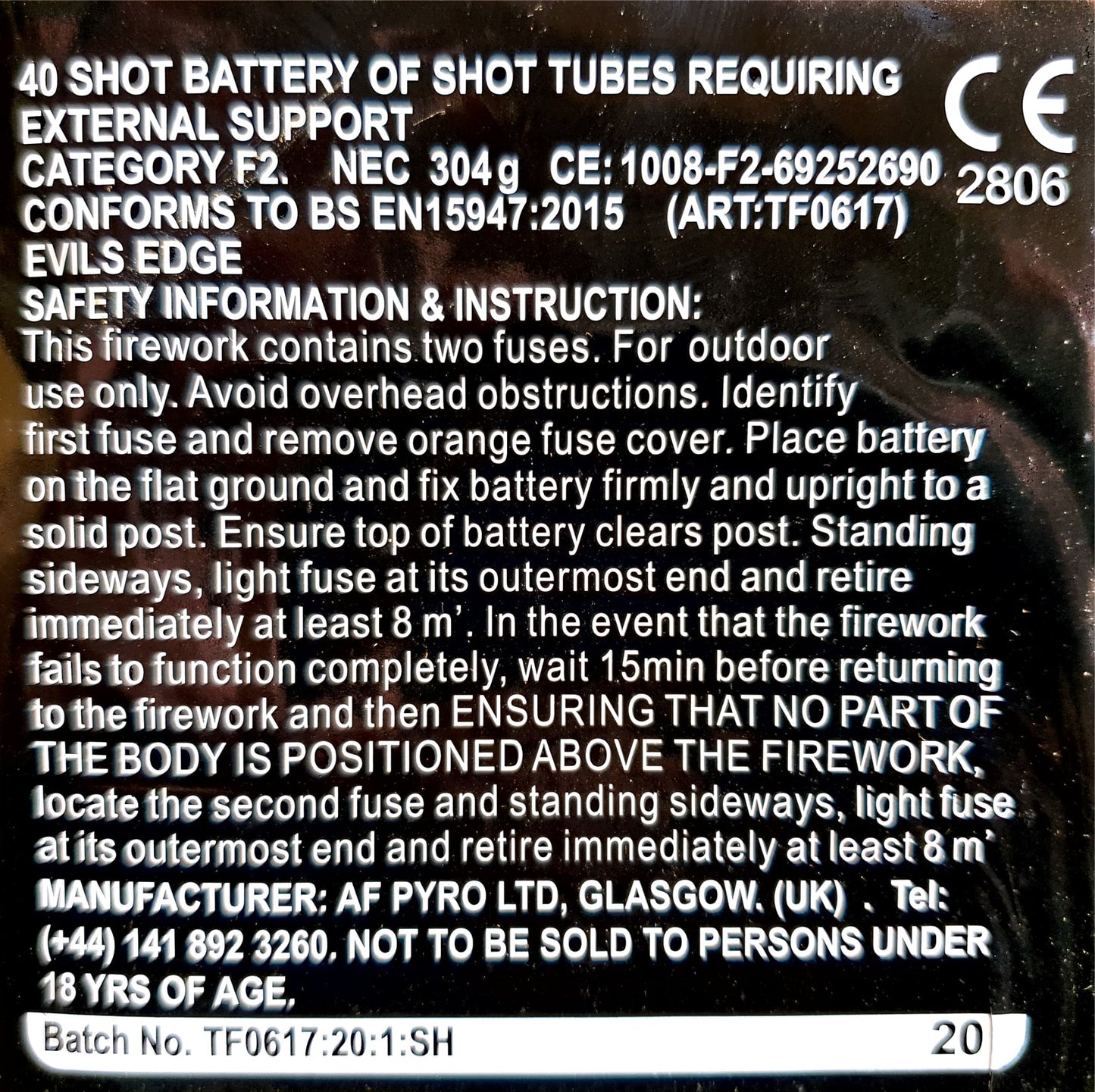 Evils Edge by Tai Pan Fireworks Instructions