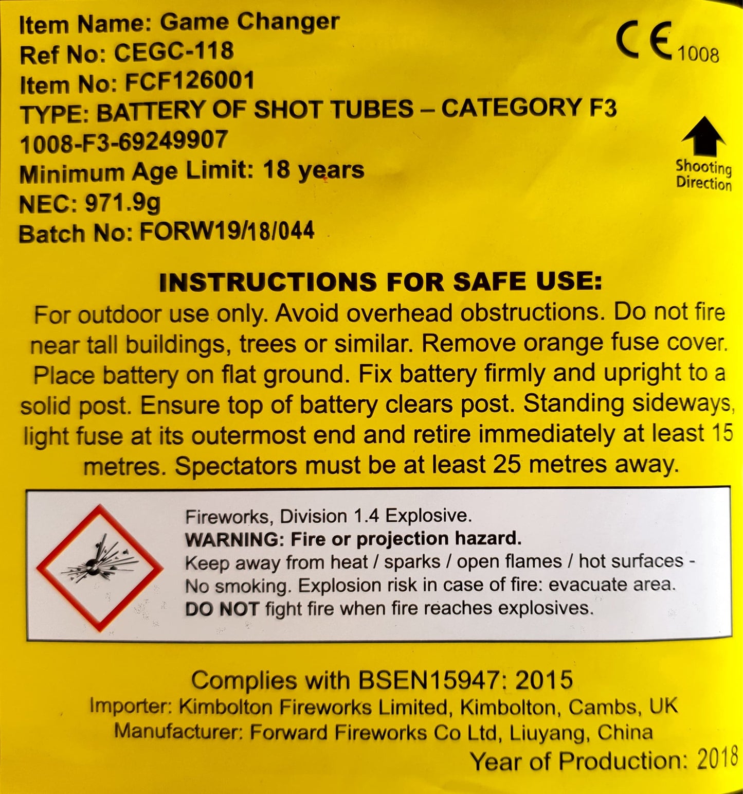 Game Changer by Kimbolton Fireworks Instructions