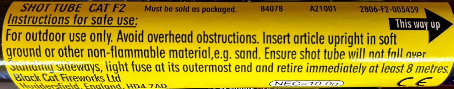 Jet Star Shot Tube by Black Cat Fireworks Instructions - HEX Fireworks
