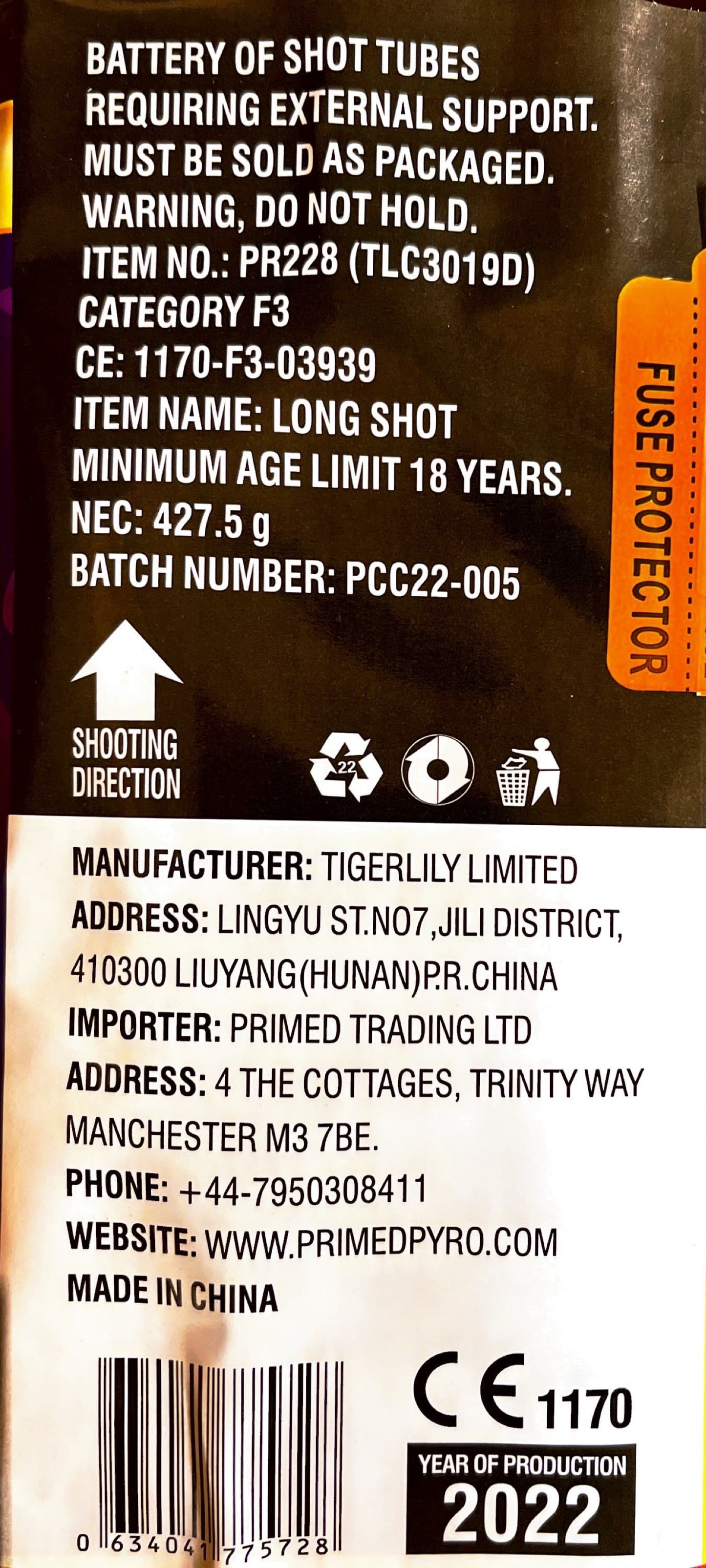 Long Shot by Primed Pyrotechnics Information - HEX Fireworks