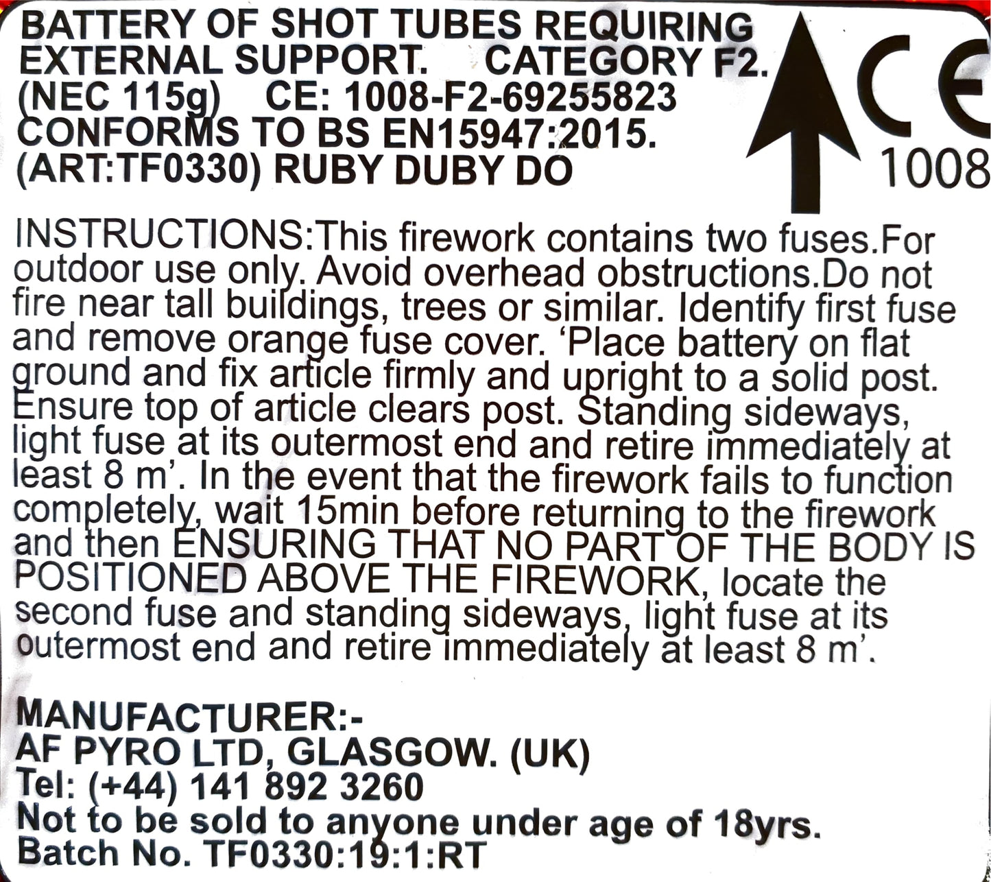 Ruby Duby Do by Tai Pan Fireworks Instructions - HEX Fireworks