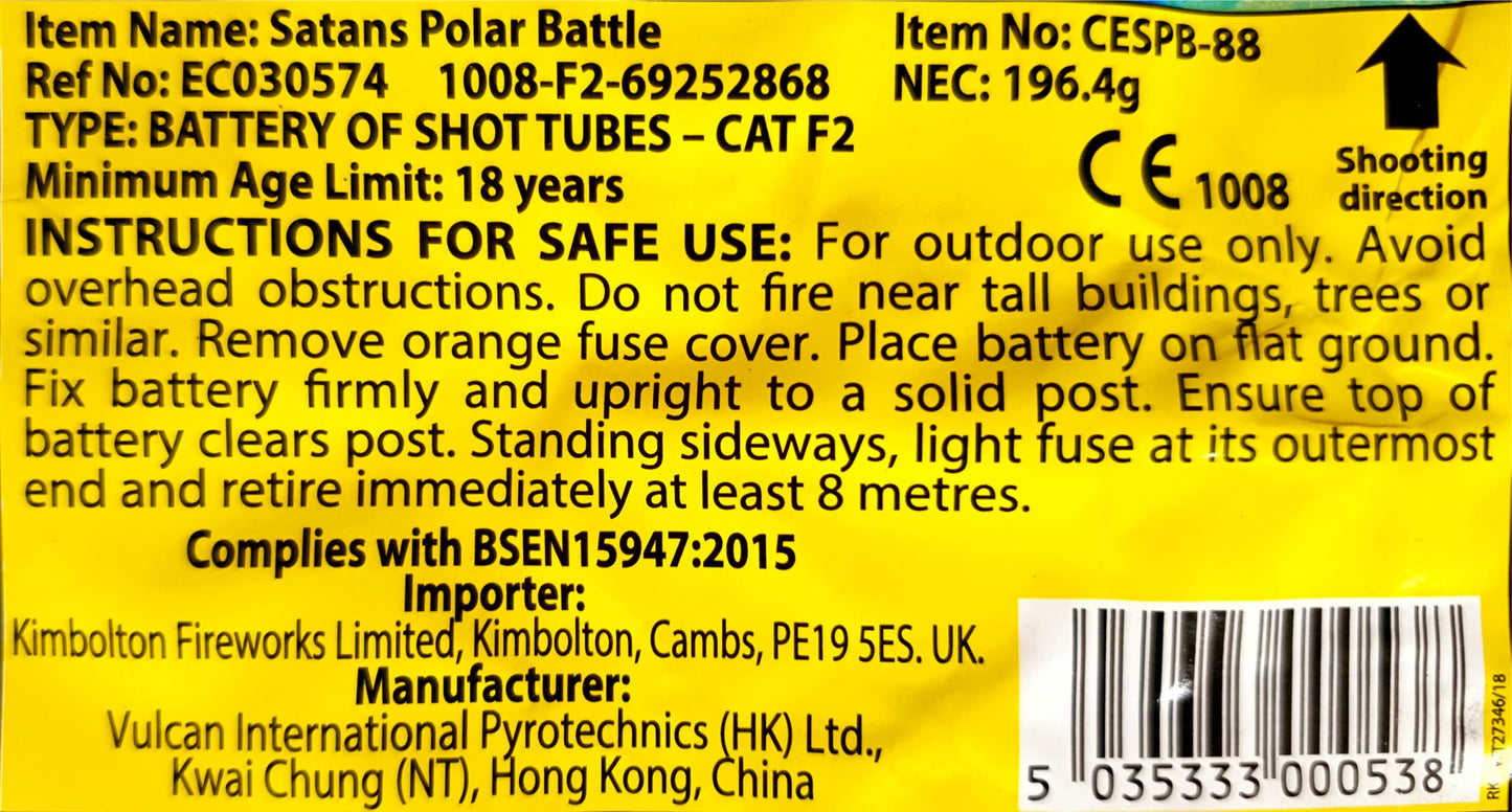 Satan's Polar Battle by Kimbolton Fireworks Instructions