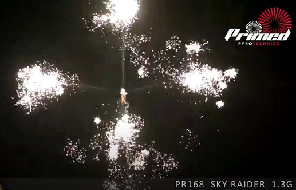 Sky Raider by Primed Pyrotechnics Four Corner to Crackling Rocket - HEX Fireworks