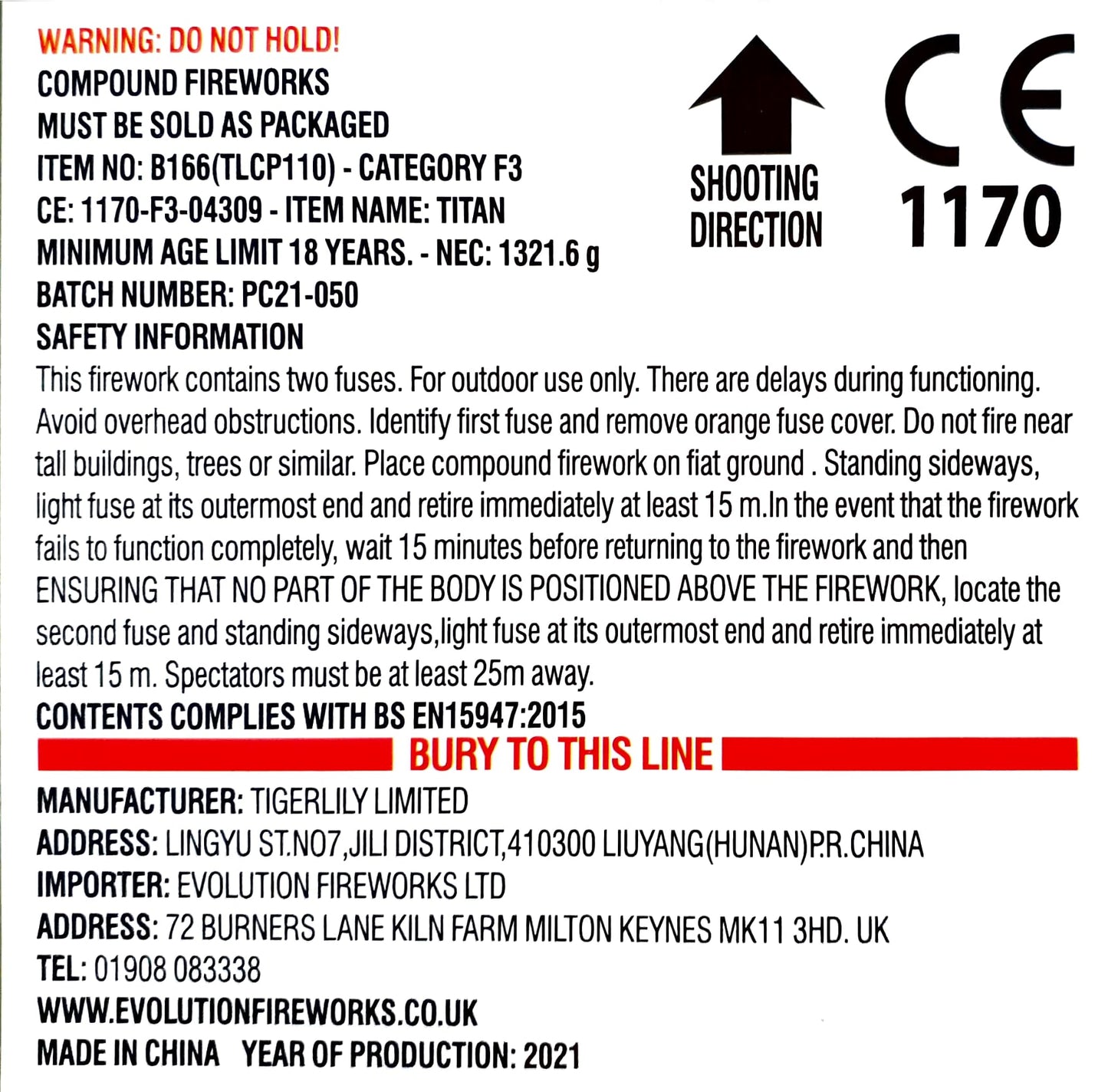 Titan by Evolution Fireworks Instructions