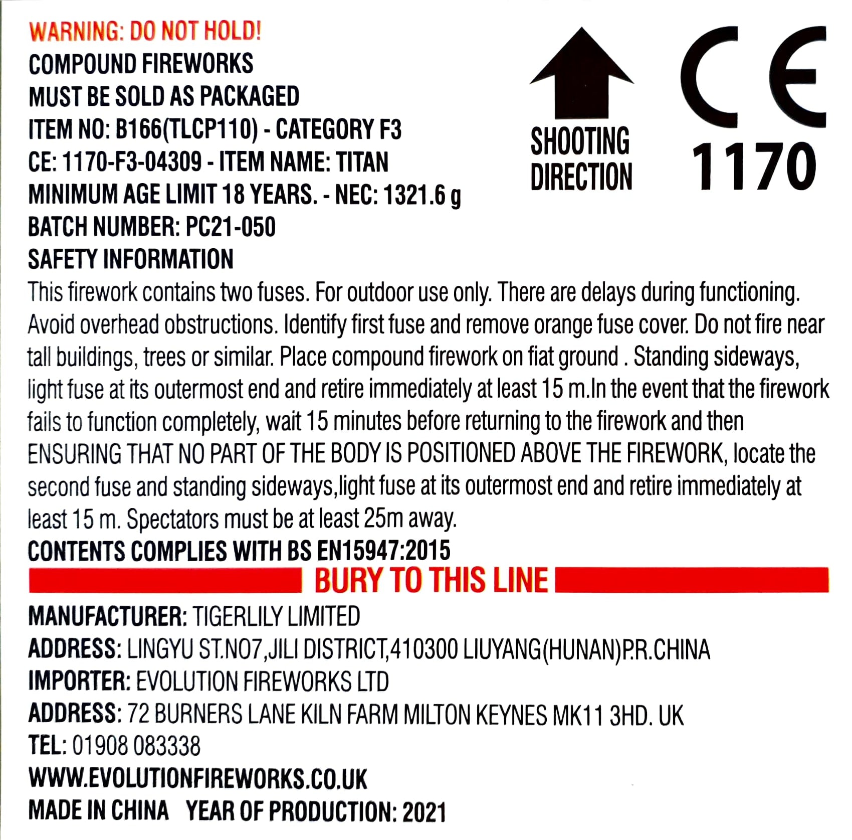Titan by Evolution Fireworks Instructions