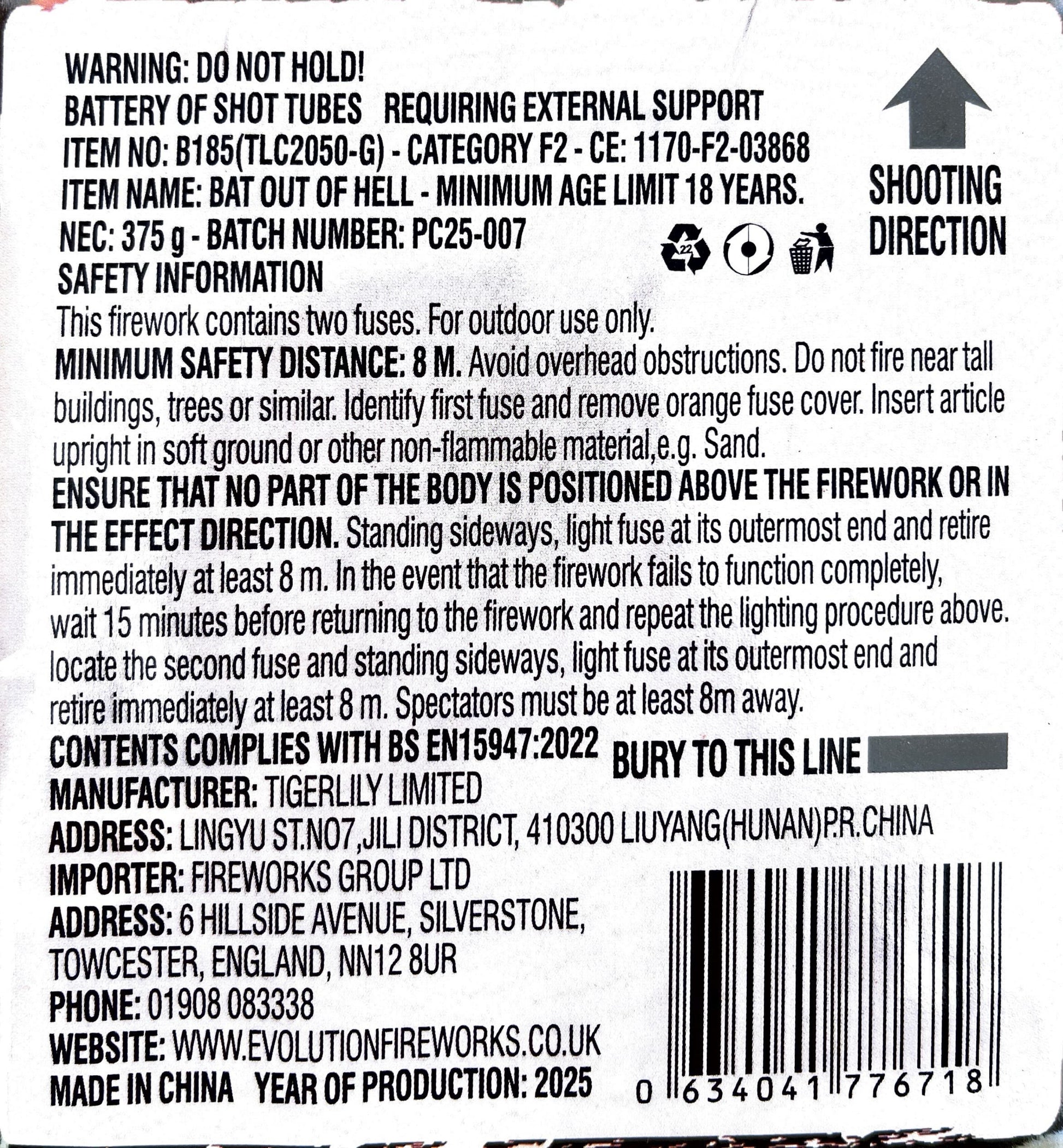 Bat out of Hell by Evo Pyrotechnics Instructions at HEX Fireworks