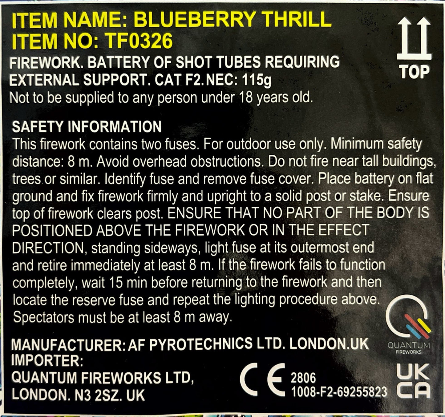 Blueberry Thrill by Tai Pan Fireworks Instructions - HEX Fireworks