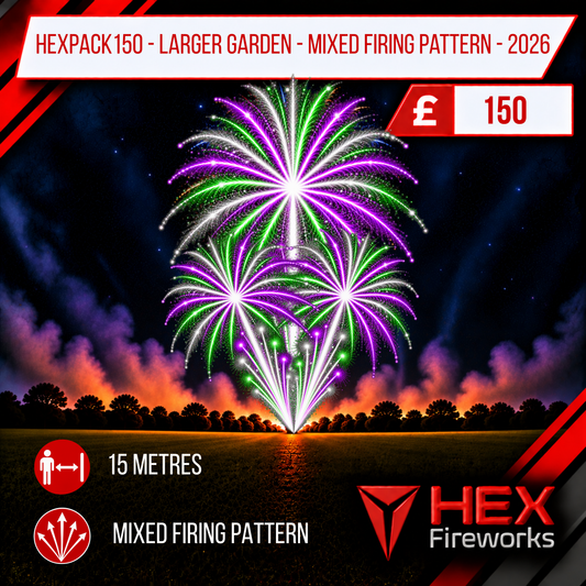 HEXPack150 Larger Garden MIxed Firing Pattern at HEX Fireworks