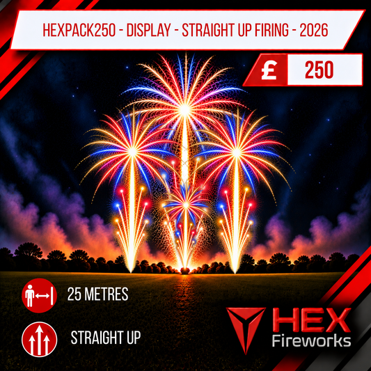 HEXPack250 Display Straight Up Firing at HEX Fireworks