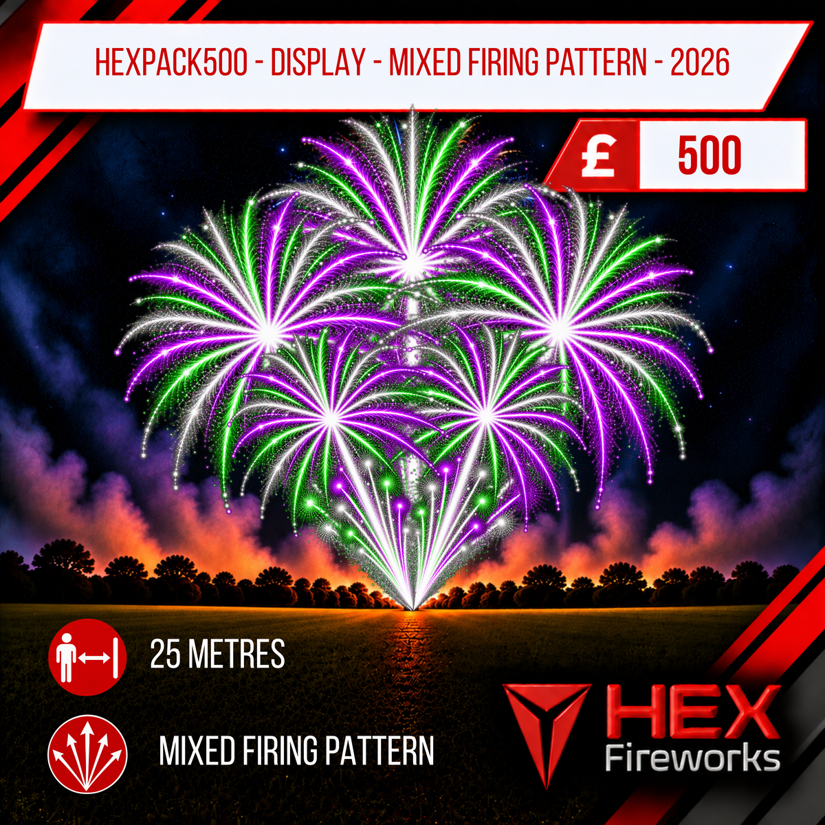 HEXPack500 Display Mixed Firing Pattern at HEX Fireworks