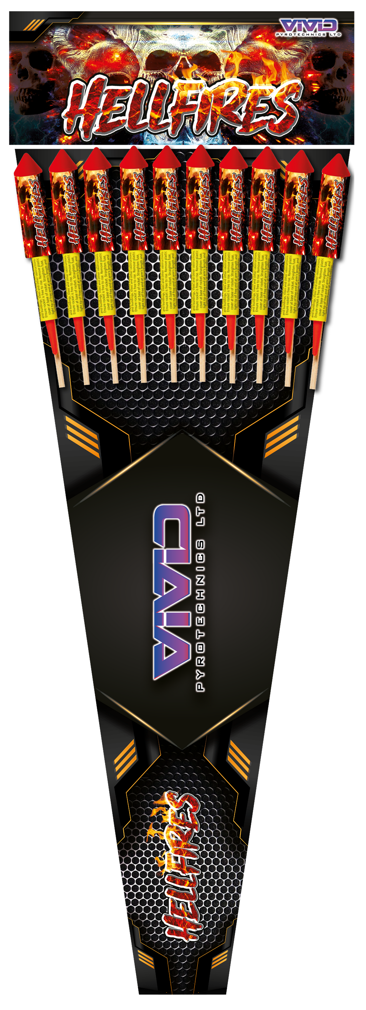 Rocket Pyrotechnic Fasteners Hellfires - by Vivid Pyrotechnics - 10 Rocket Pack – HEX Fireworks Ltd