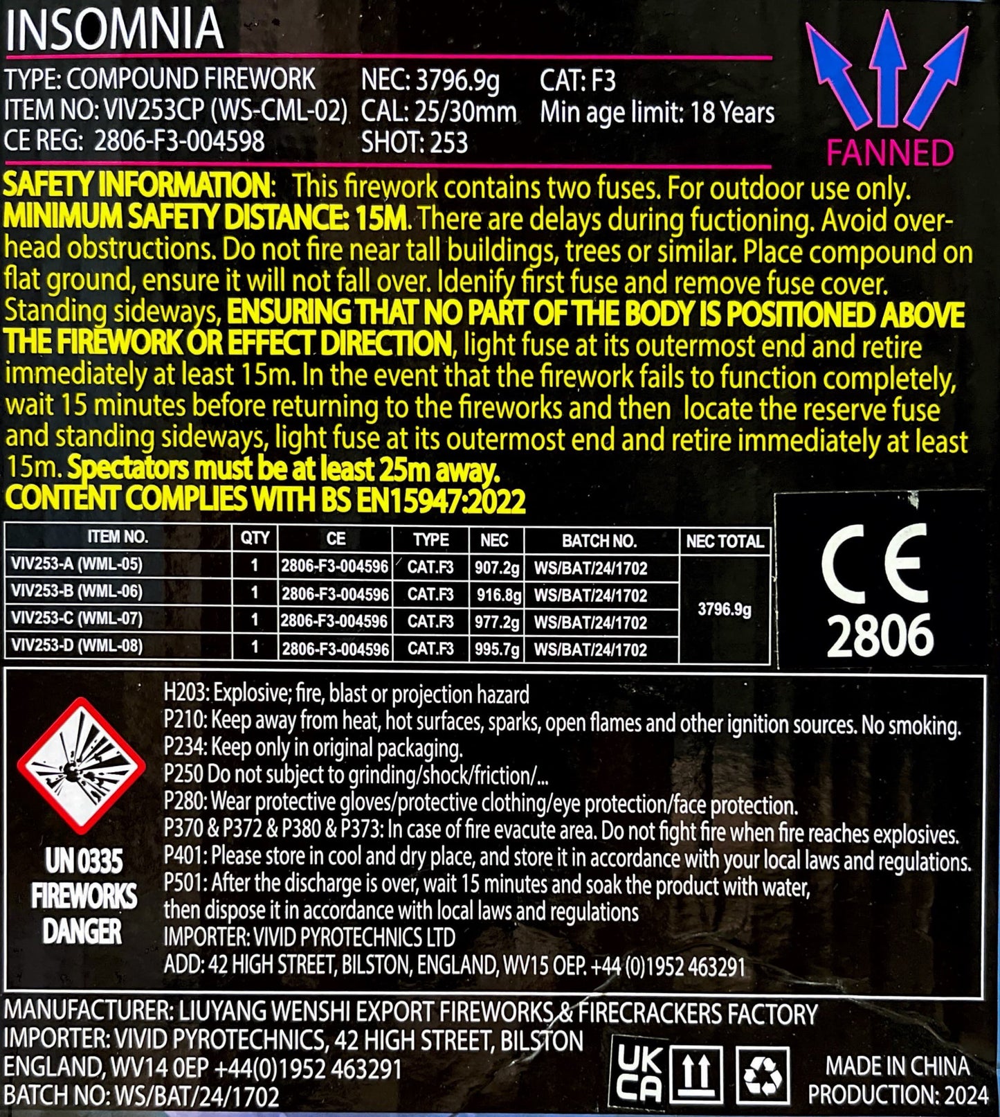 Insomnia by Vivid Pyrotechnics Instructions at HEX Fireworks