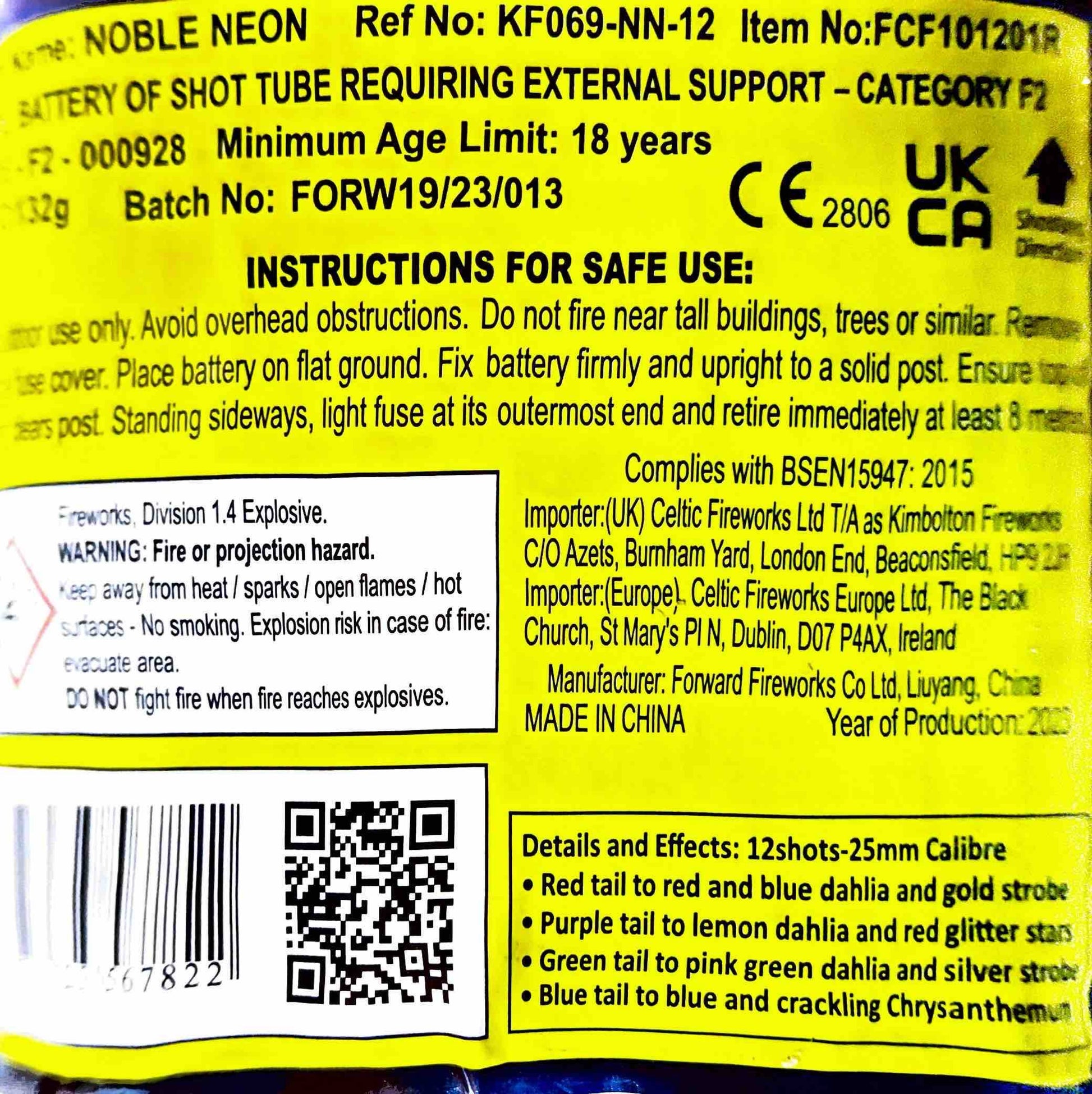 Noble Neon by Celtic Fireworks Instructions at HEX Fireworks