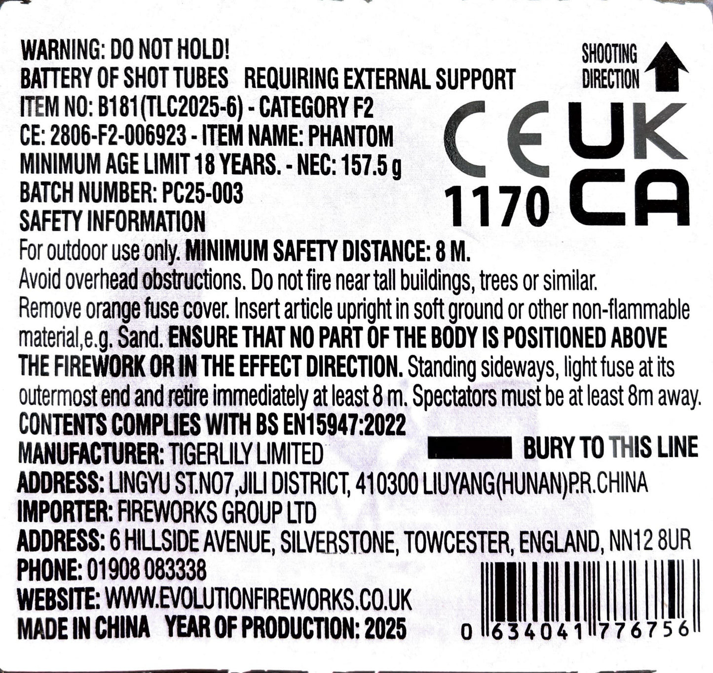 Phantom by Evo Pyrotechnics Instructions at HEX Fireworks
