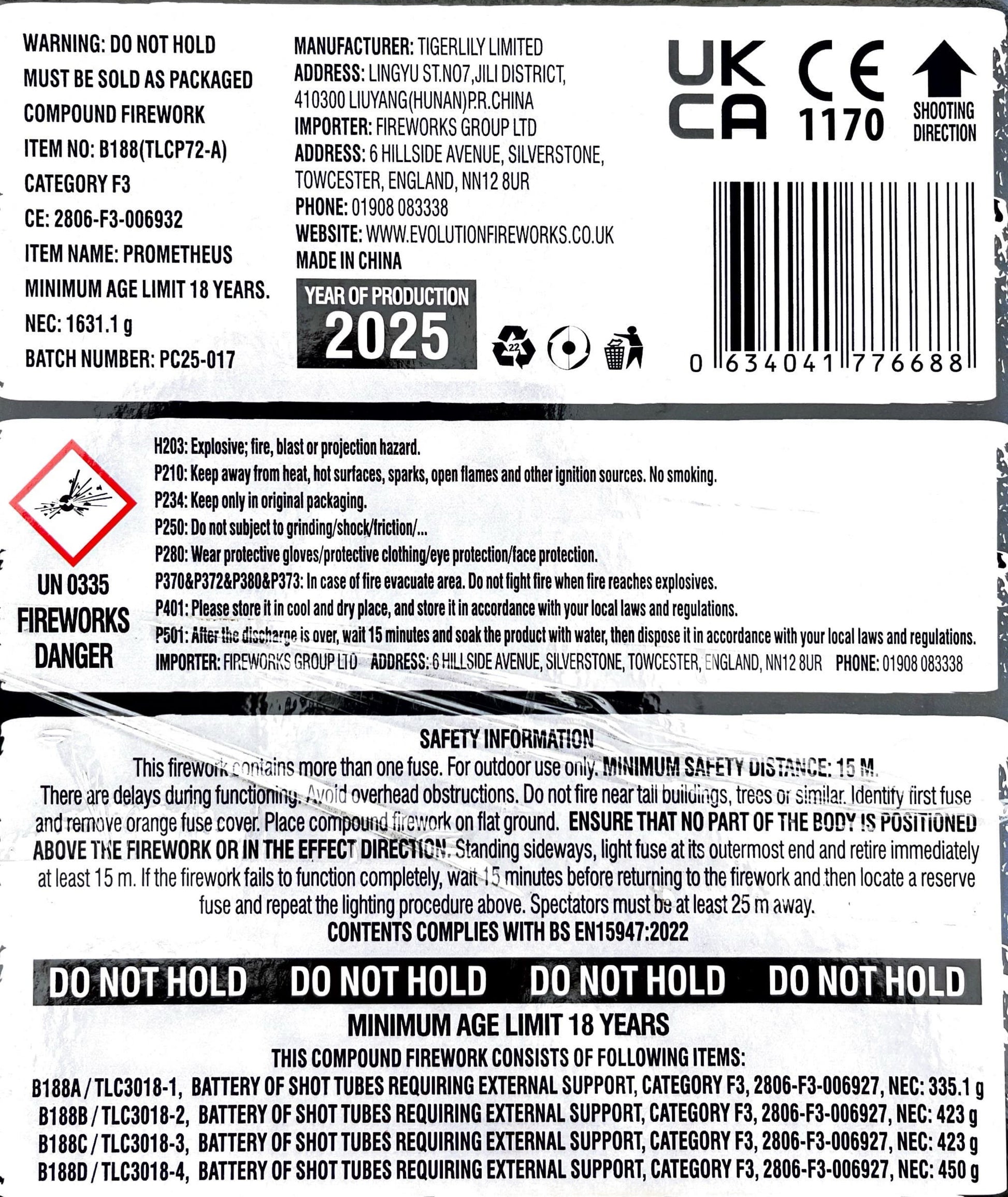 Prometheus by Evo Pyrotechnics Instructions at HEX Fireworks