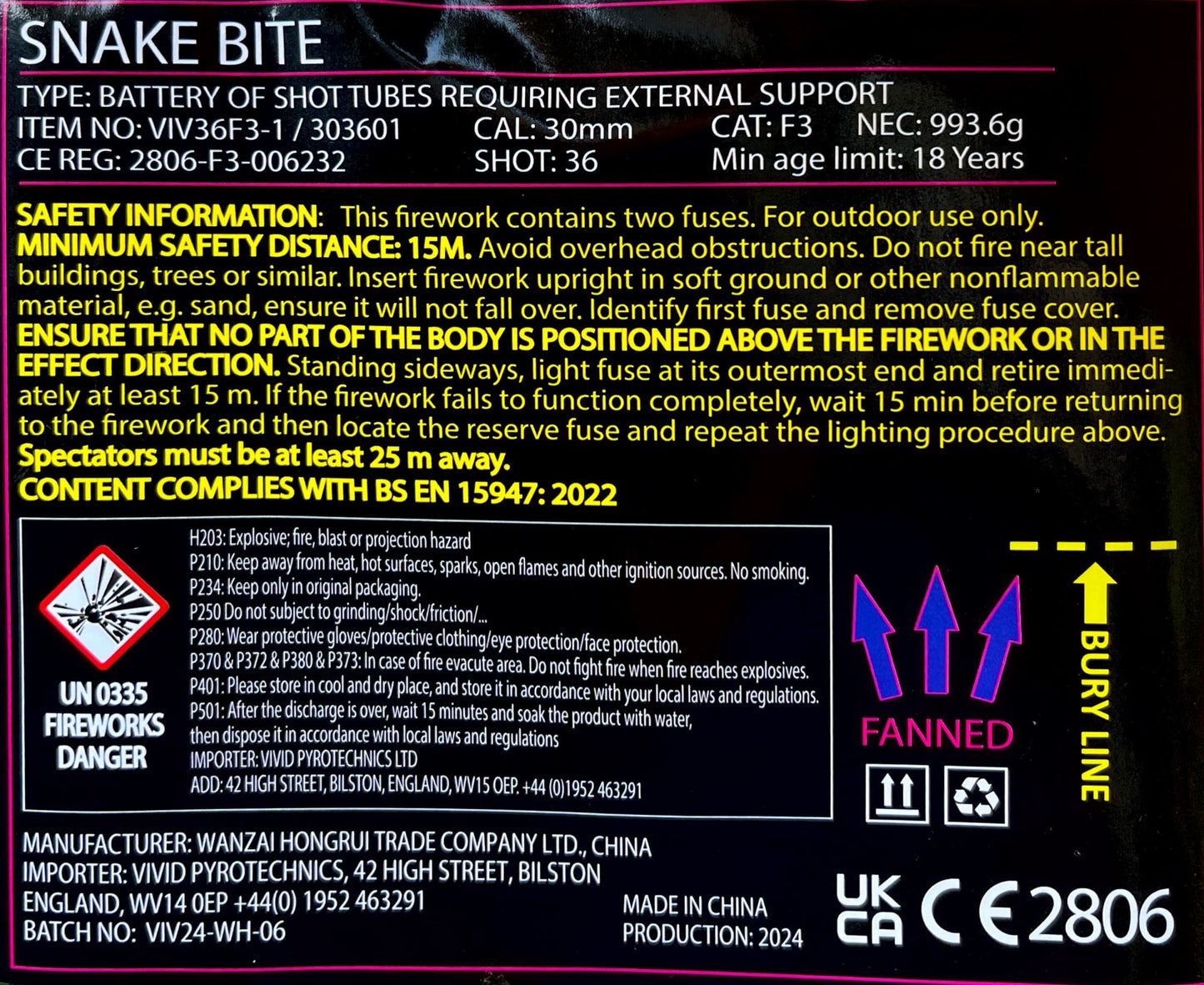 Snake Bite by Vivid Pyrotechnics Instructions at HEX Fireworks