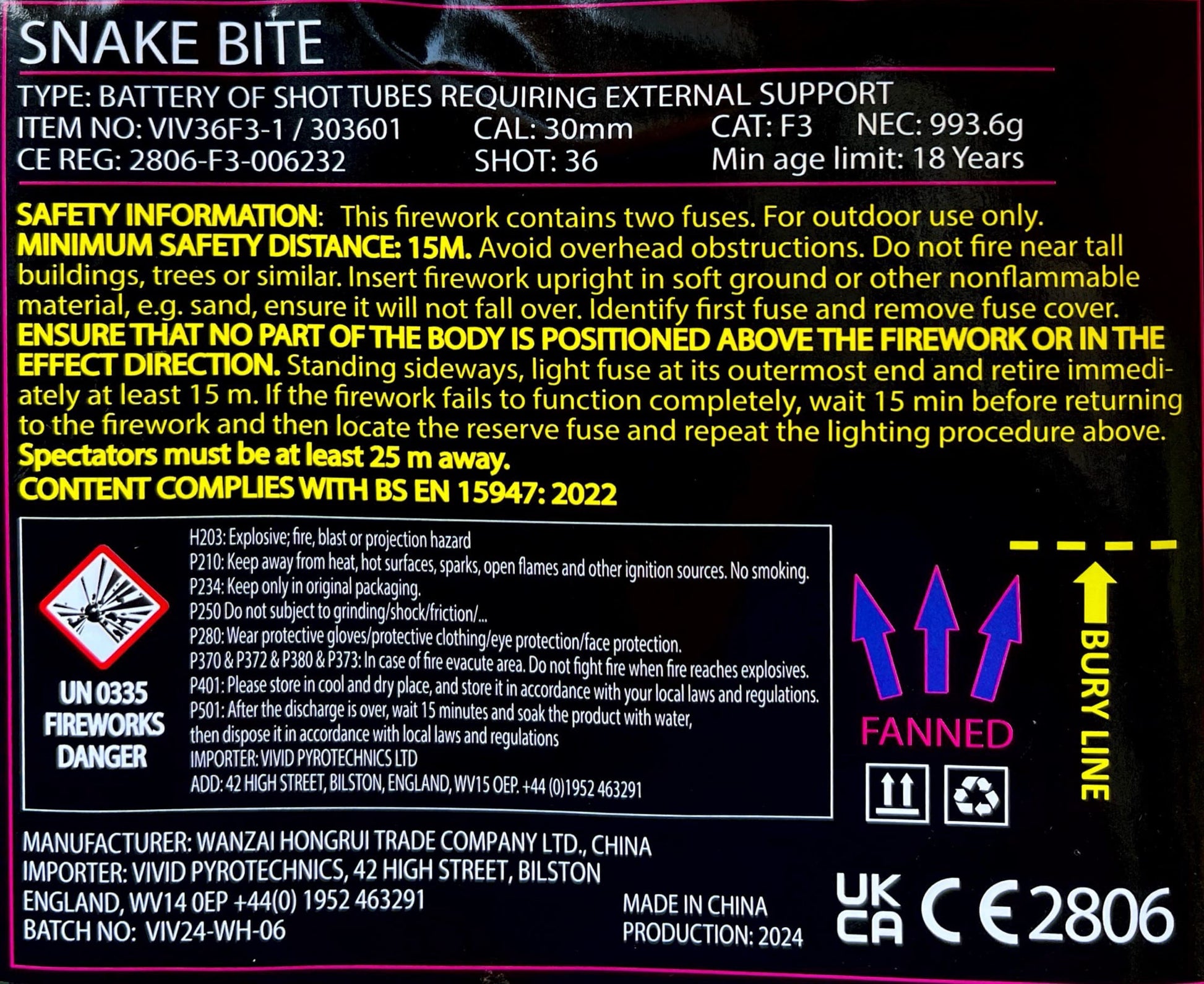 Snake Bite by Vivid Pyrotechnics Instructions at HEX Fireworks