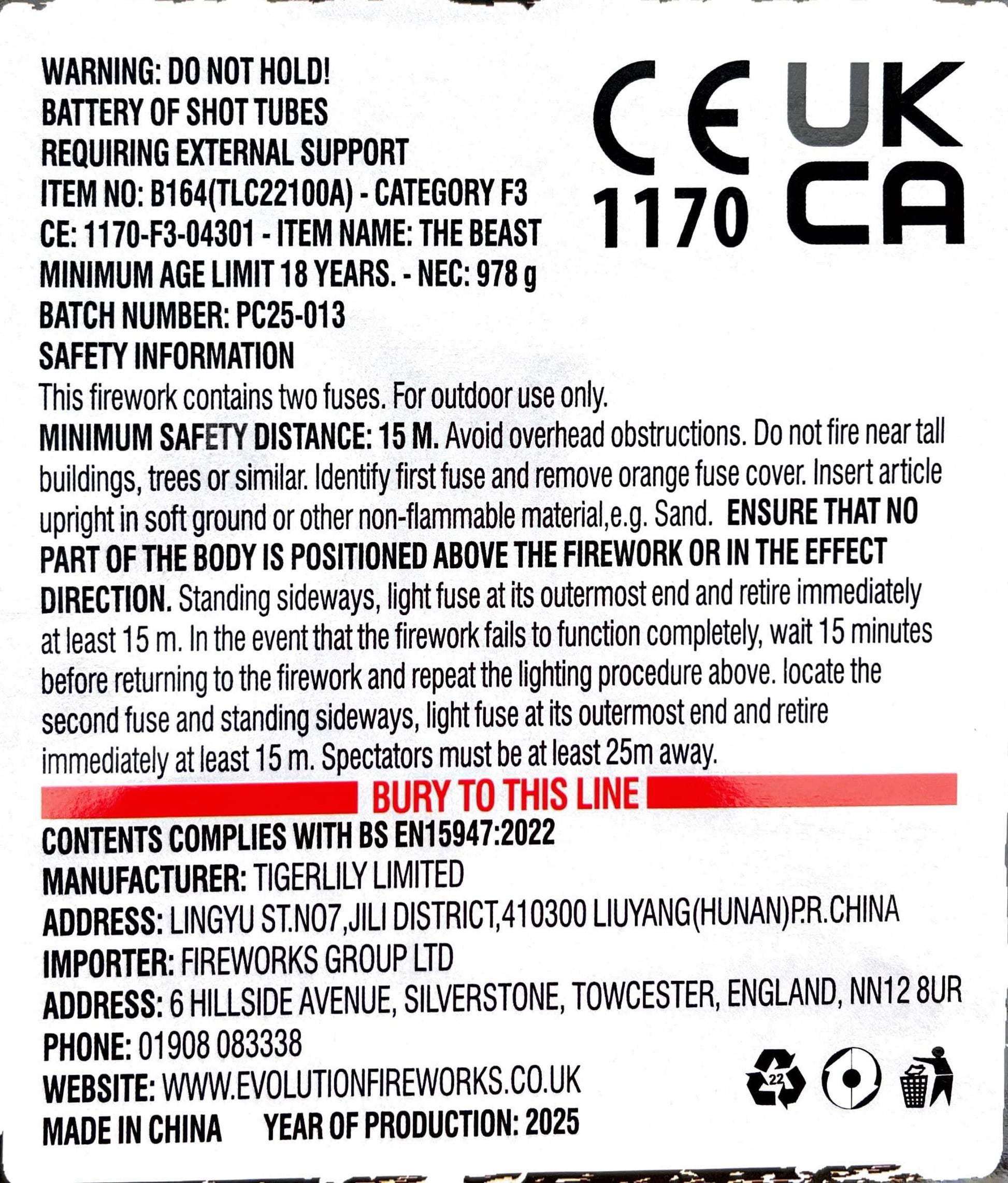 The Beast by Evo Pyrotechnics Instructions at HEX Fireworks