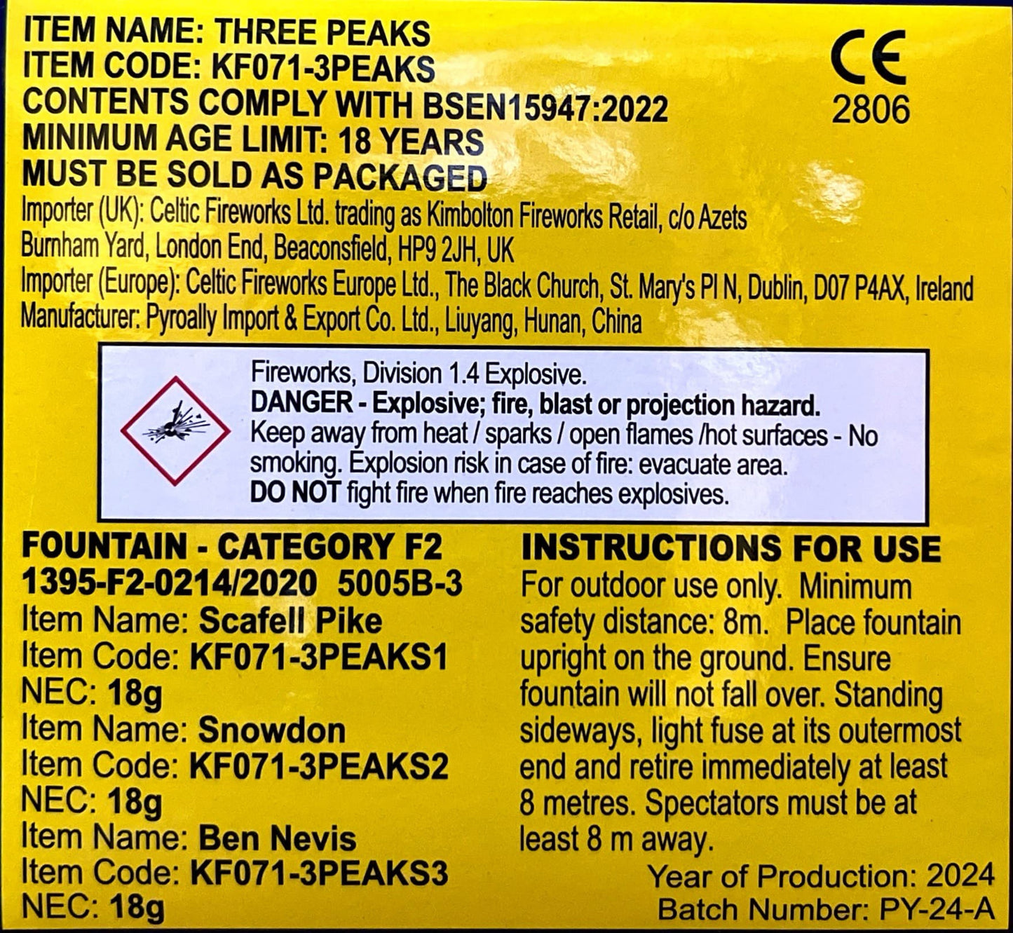 Three Peaks by Kimbolton Fireworks Instructions at HEX Fireworks