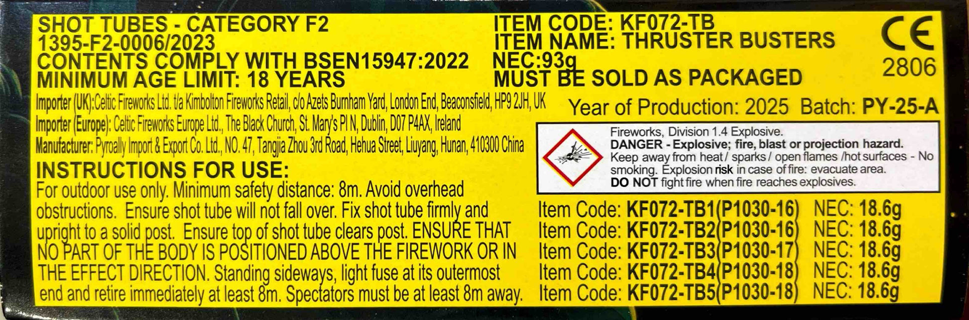 Thruster Busters by Kimbolton Fireworks Instructions at HEX Fireworks