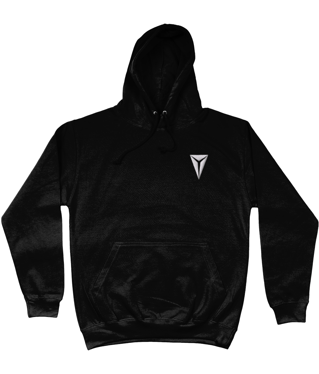 HEX AWDis College Hoodie Embroidered with White Dragon Eye Logo Jet Black