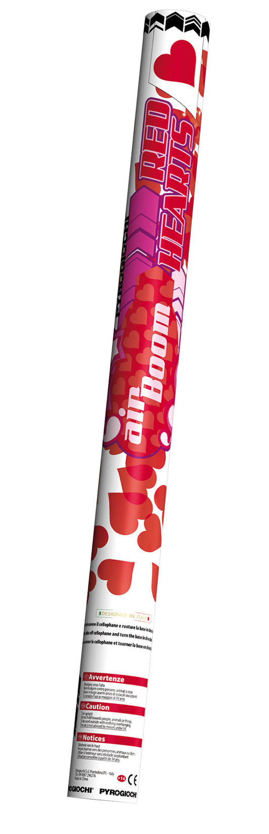 60cm Confetti Cannon Red Hearts by Trafalgar Group