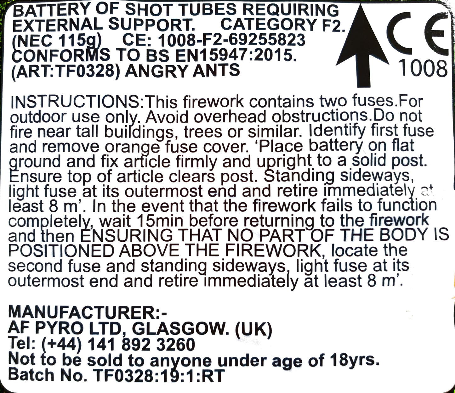 Angry Ants by Tai Pan Fireworks Instructions