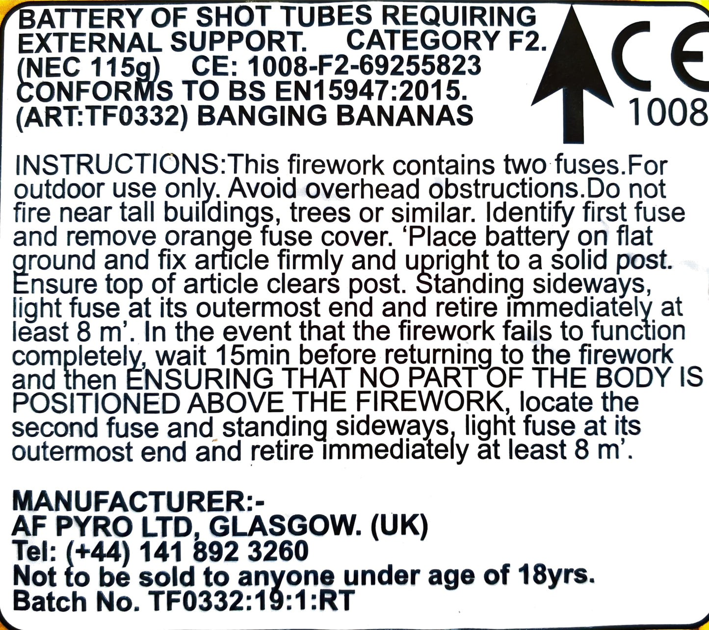 Banging Bananas by Tai Pan Fireworks Instructions - HEX Fireworks