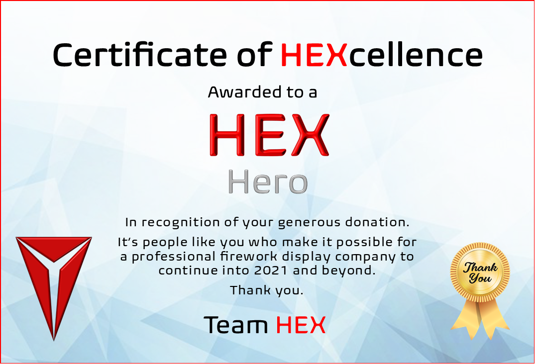 £10 - Certificate of HEXcellence