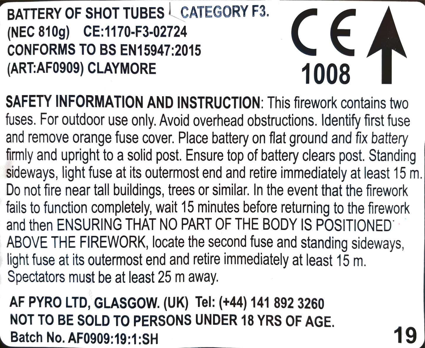 Claymore by Absolute Fireworks Instructions
