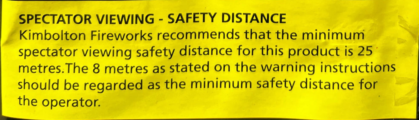 Delta Ray by Kimbolton Fireworks Safety Distance Information