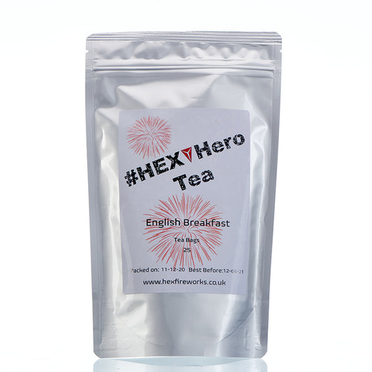 HEX Hero English Breakfast Teabags in silver packaging