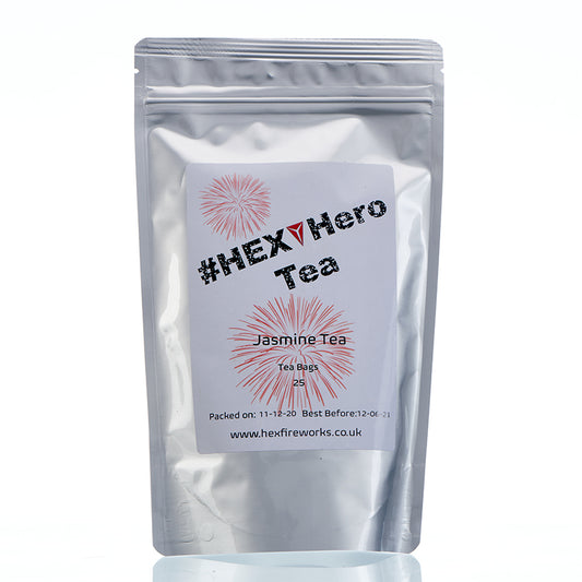 HEX Hero Jasmine Teabags in silver packaging