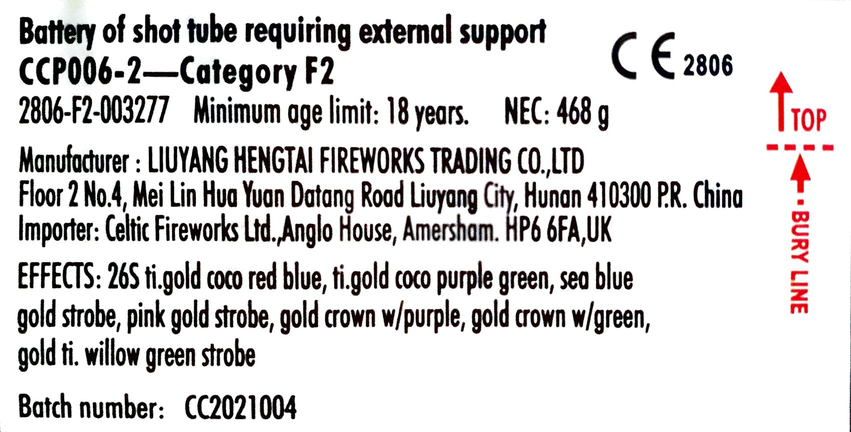 King of Colour by Celtic Fireworks Information