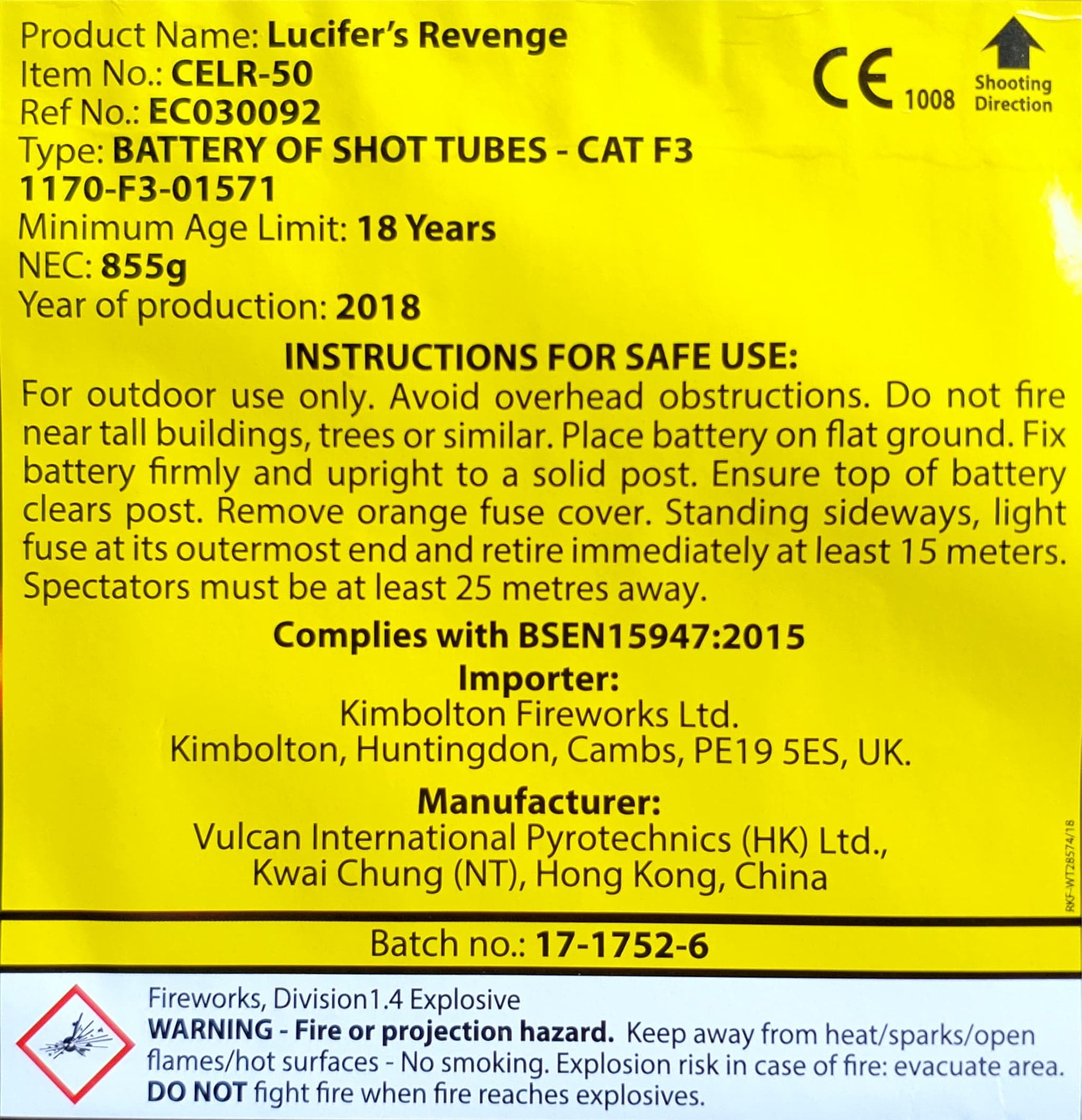 Lucifer's Revenge by Kimbolton Fireworks Instructions