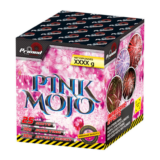 Pink Mojo by Primed Pyrotechnics - 25 Shots in 30 Seconds