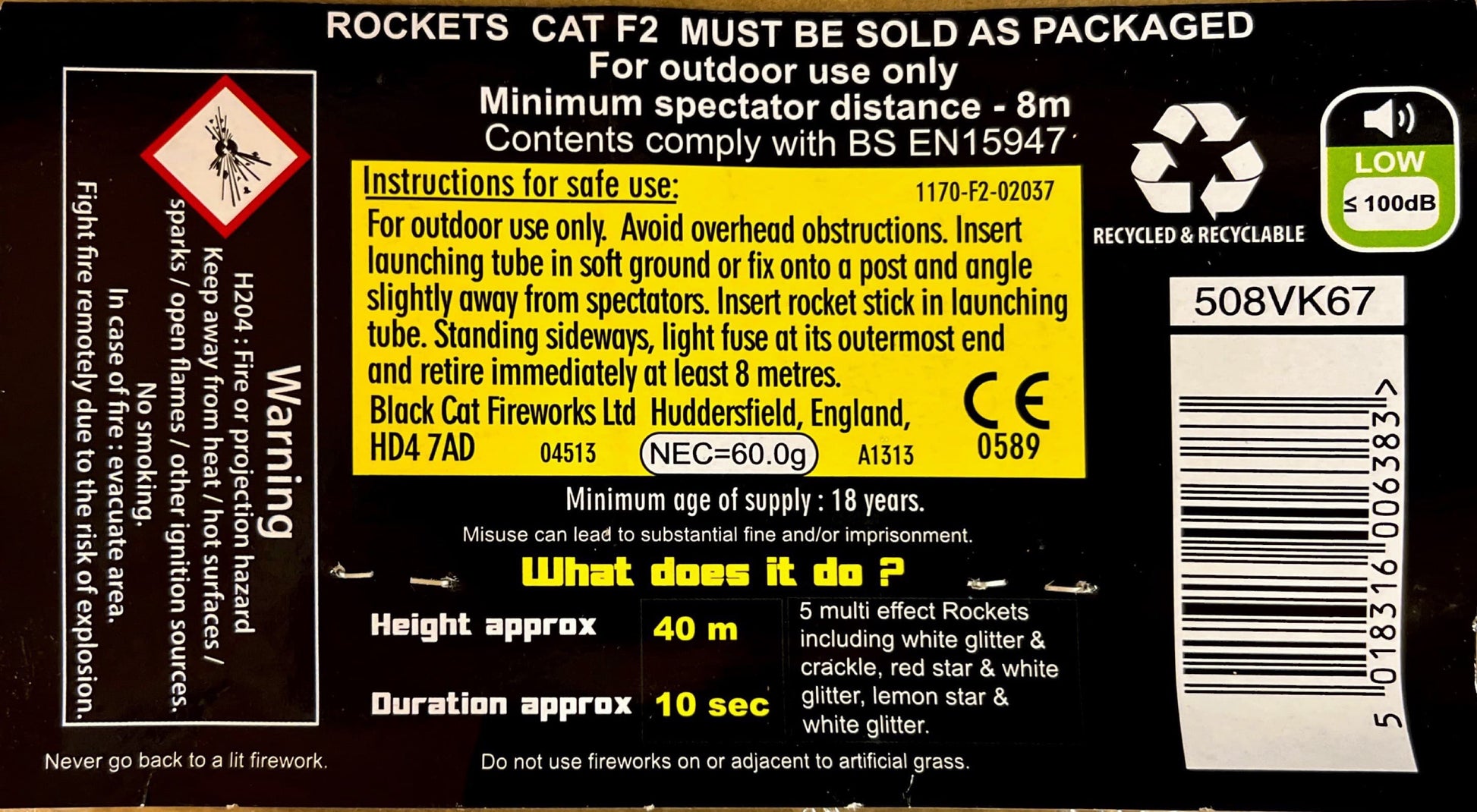 Proton Rocket Pack by Standard Fireworks Instructions