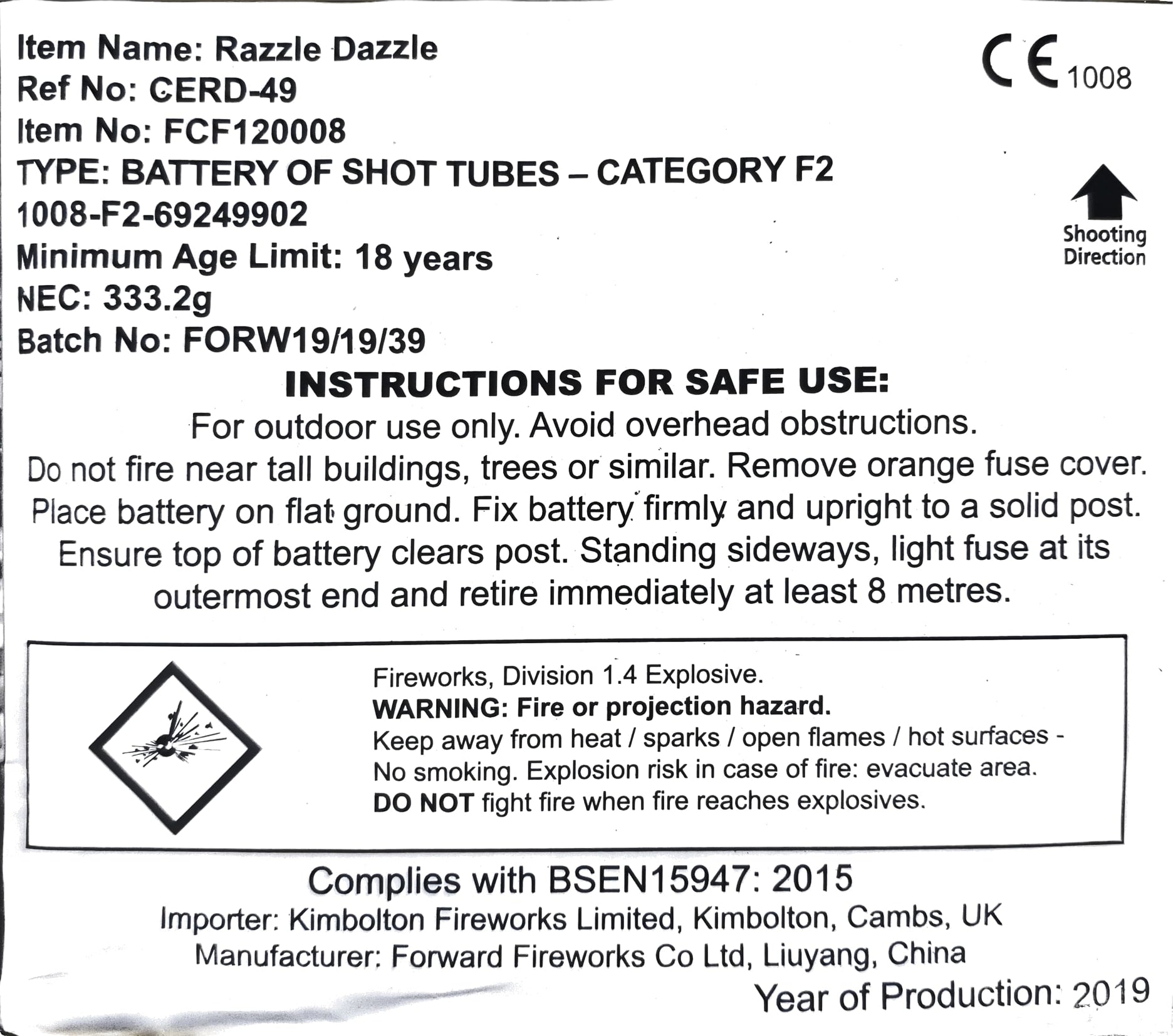 Razzle Dazzle by Kimbolton Fireworks Instructions