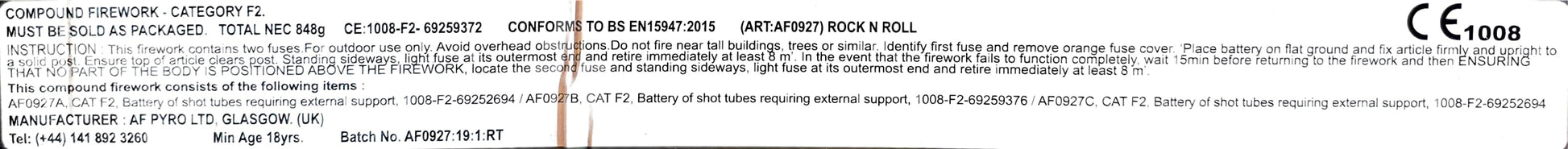 Rock 'n' Roll by Absolute Fireworks Instructions
