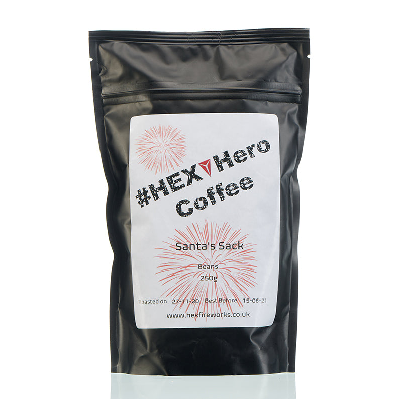 HEX Hero Coffee Santa's Sack in black packaging