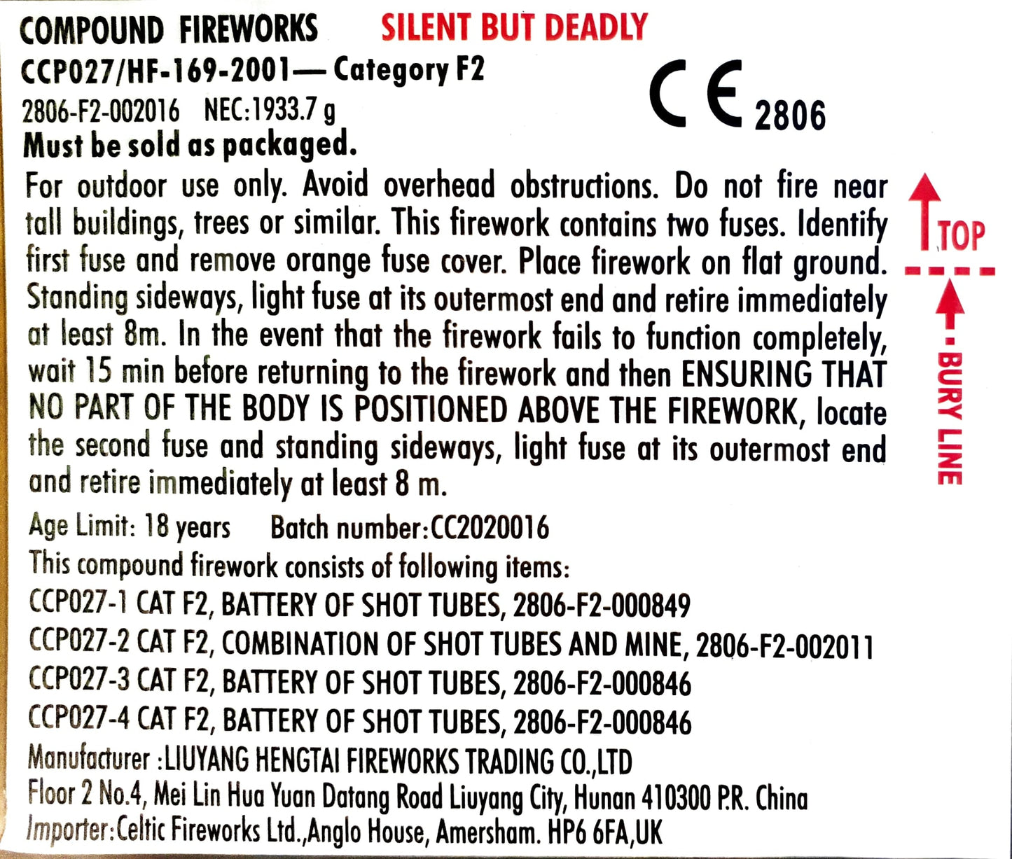 Silent But Deadly by Celtic Fireworks Instructions
